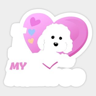 I Love My Maltipoo. White Maltipoo Sticker